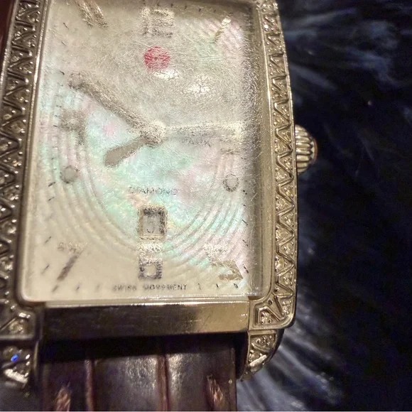 Michele Deco Diamond Bezel Watch 74 Diamonds Swiss Quartz Needs Battery - Picture 11 of 13